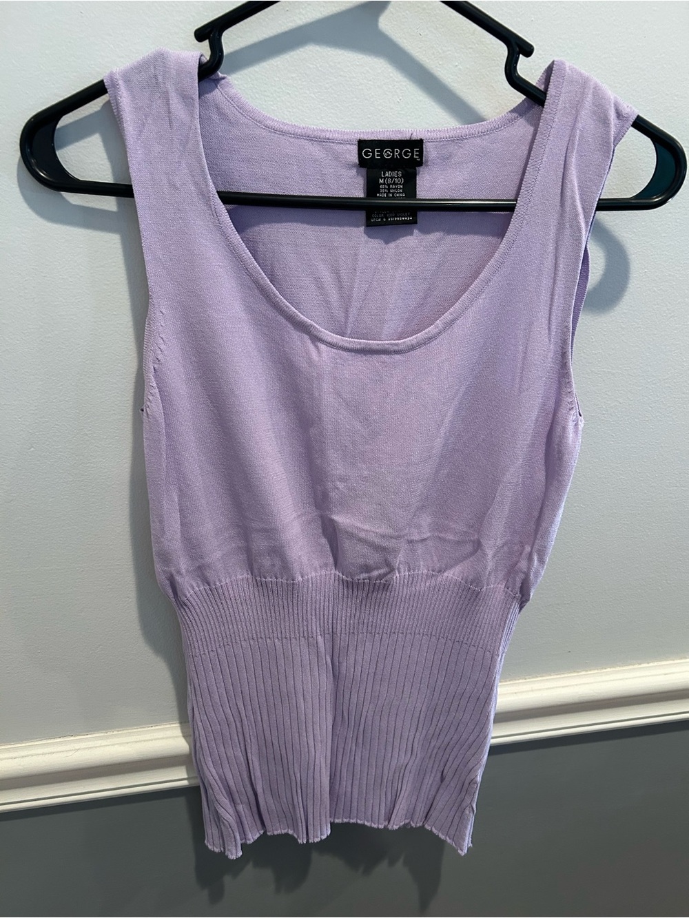 George Lilac Ribbed Waist Sleeveless Knit Top